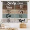 Farmhouse Curtains: 27.5x39 Inch 2 Panels Polyester Rod Pocket Tier - Decorative Laundry Room Rules Pattern Light Filtering Drapes for Small Windows