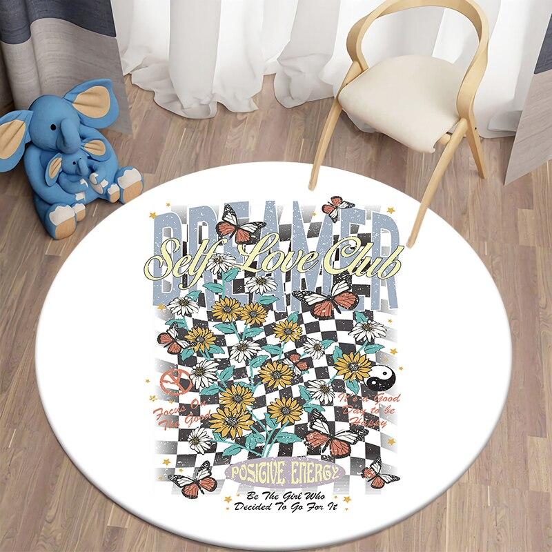 Черный кот Kawaii HD печатный круглый ковер для гостиной, коврики для кемпинга, пикника, фланелевый противоскользящий коврик, коврик для йоги, странные вещи