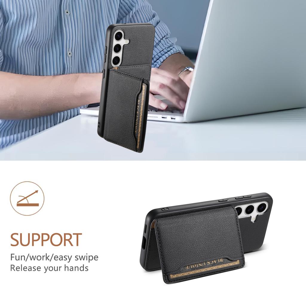 Чехол для Samsung Galaxy S25 с отделениями для карт, подставкой, задняя крышка телефона из кожи с текстурой теленка