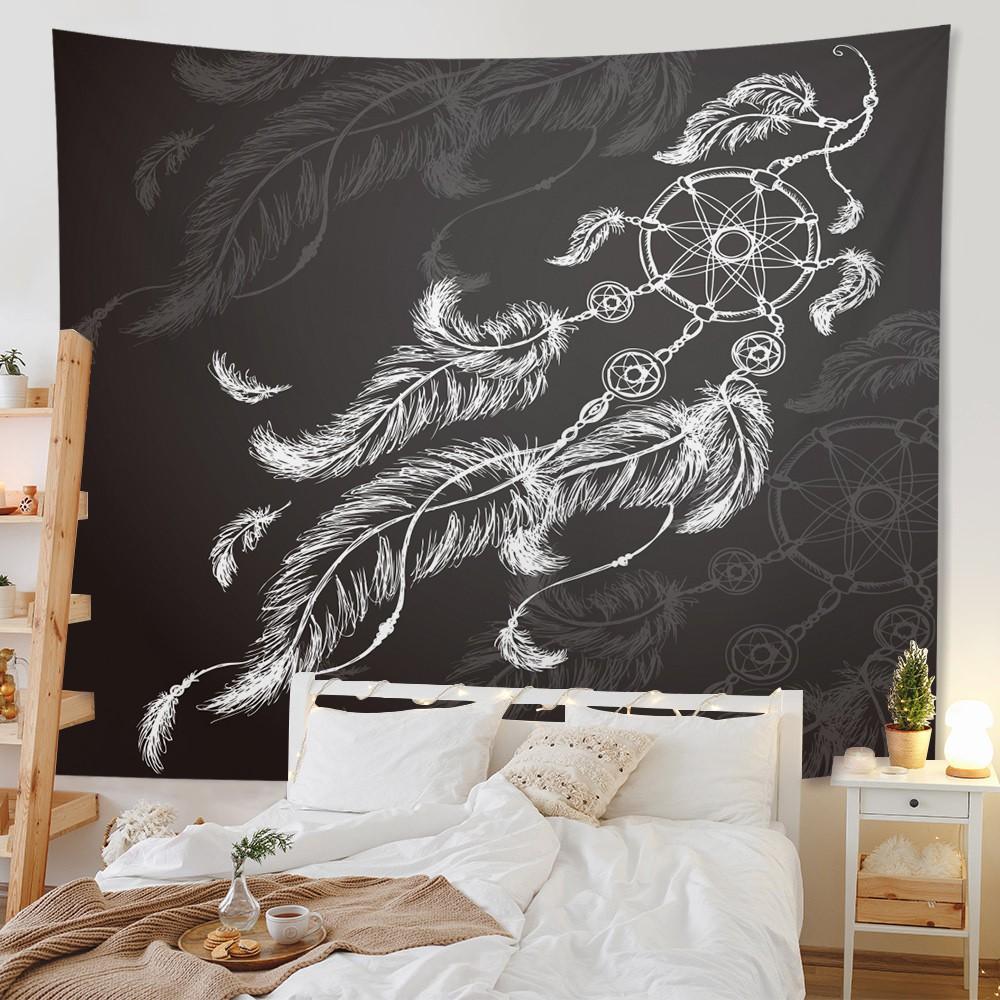 Bedroom Living Room Tapestry Home Decor Pink Feather Tapestry Feather Print Tapestry Background Decor