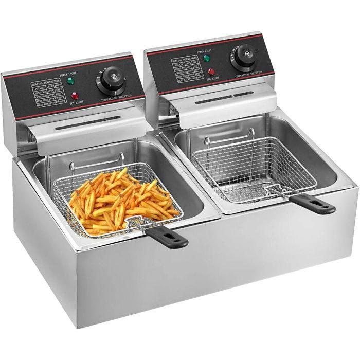 Friteuse Commerciale, Double Cuves, Capacité 6L x 2, Type A (12L), Double Cuves