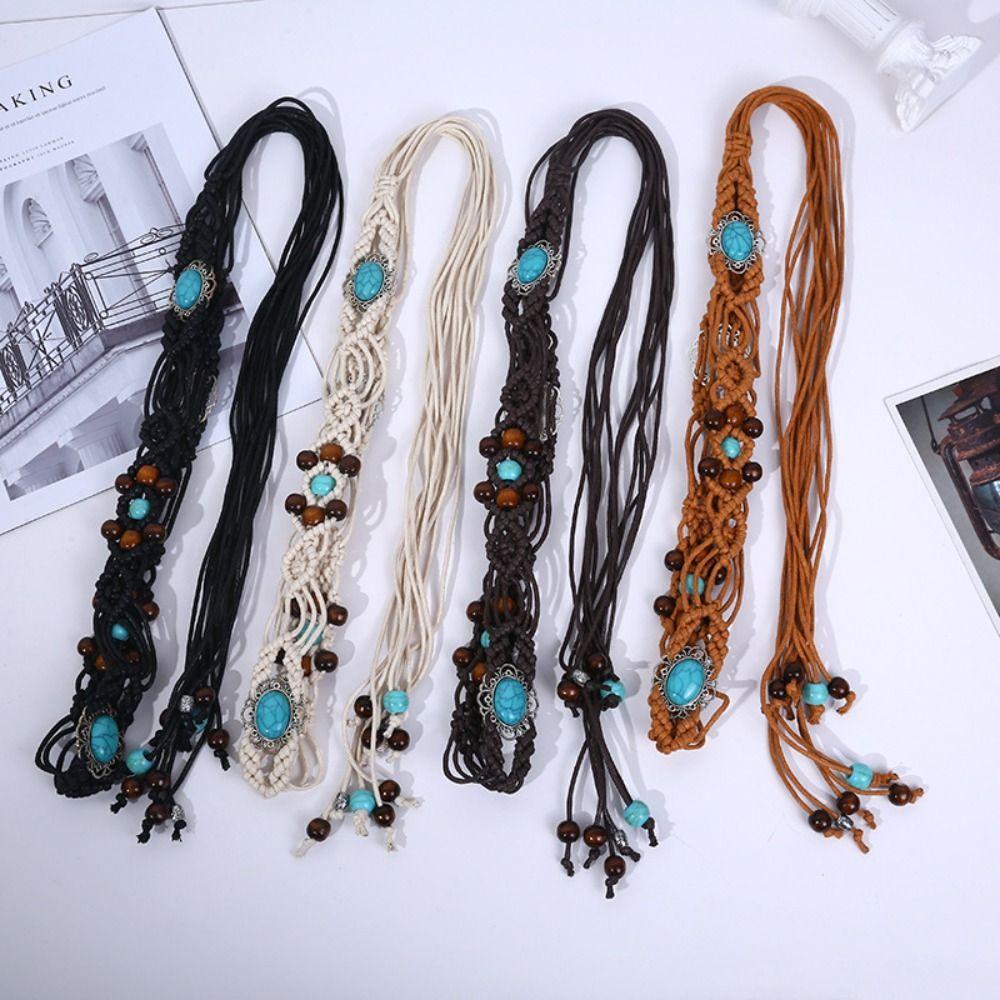 Versatile Braided Waist Belt Ethnic Style Dress Chain Waist All-Matched Woven Belt Women
