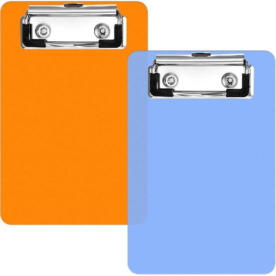4" X 6" Small Clipboards, 2 PCS Mini Clipboard Blue and Black Clipboard Pocket Clipboard, Mini Clip Board Plastic Clipboard for Notepads Offices