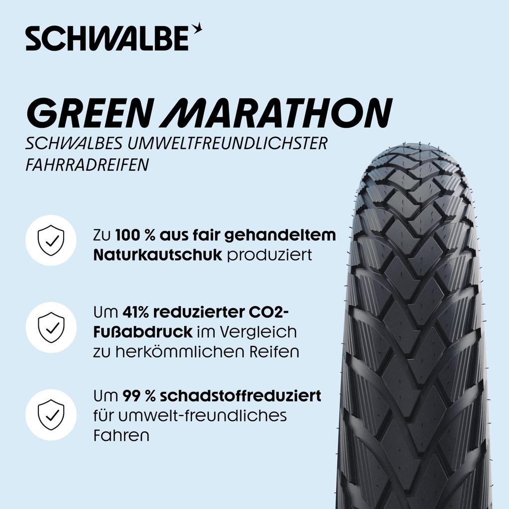 SCHWALBE Marathon 20x1.75 Clincher Tire (Genuine) for Small-Diameter Bikes and City Riding