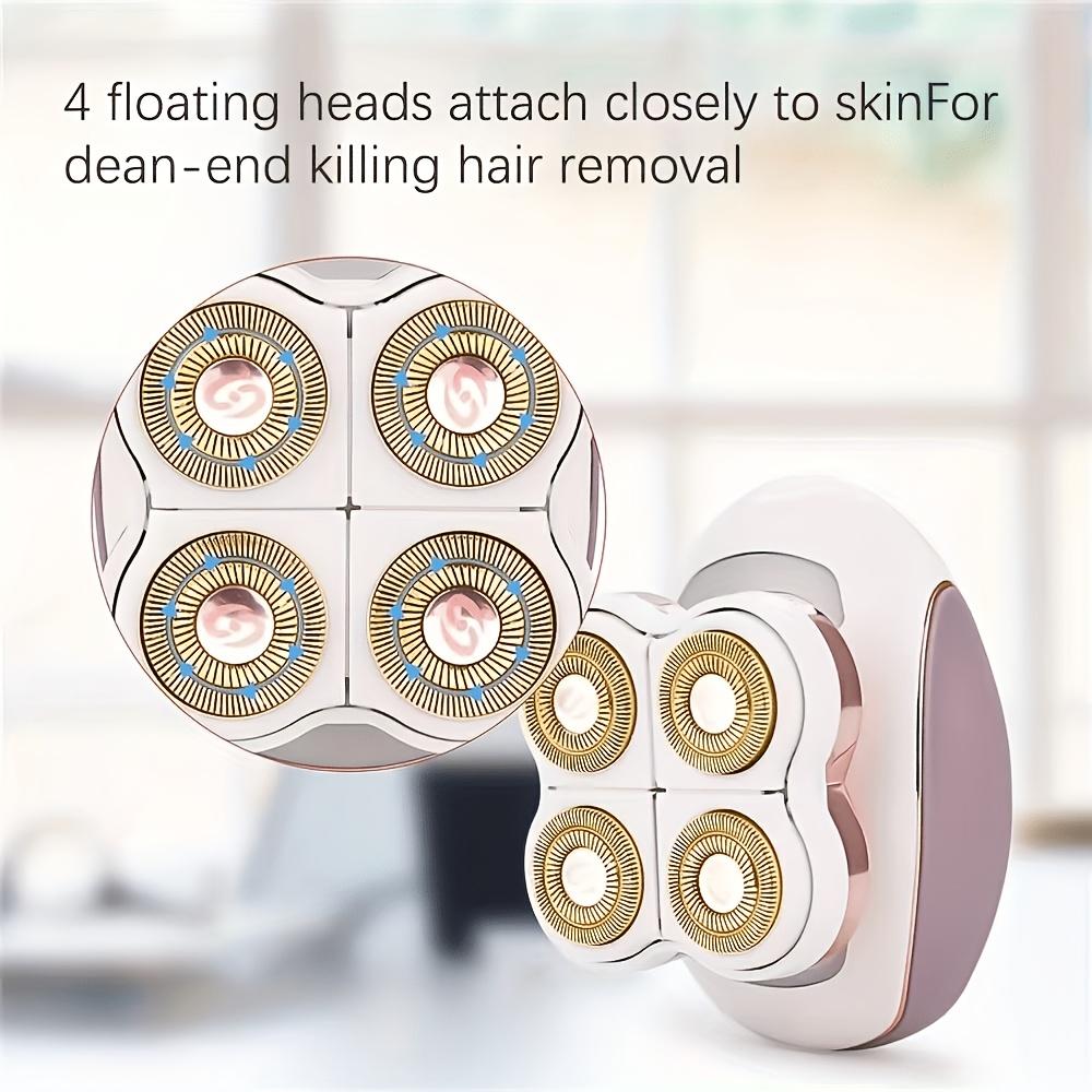 Four-Head Women's Cordless Rechargeable Electric Shaver, Body Hair Remover for Face, Legs, Arms, Armpits, Portable Travel Grooming Kit