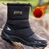 Men's Winter Warm Snow Boots Water Resistant Zipper Faux Fur Lining Mid Calf Ankle Booties Non-Slip Outdoor Walking Hiking Work Boots Shoes for Men