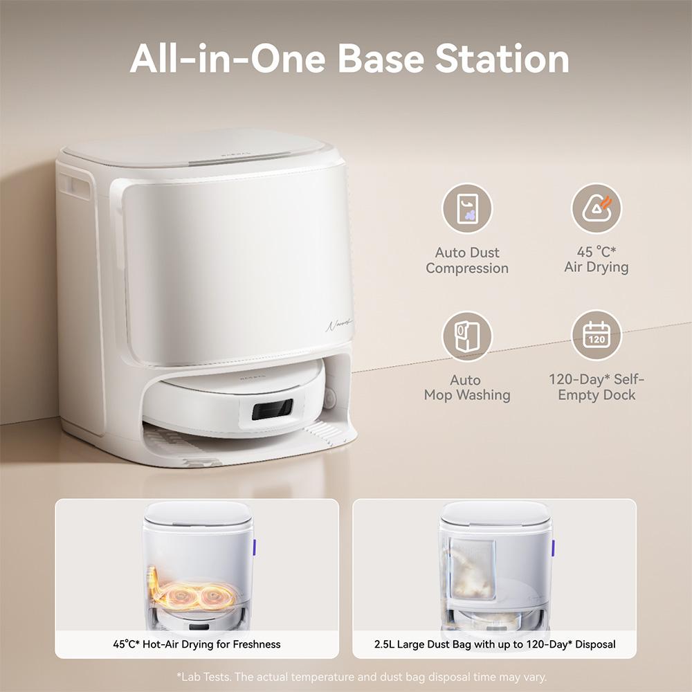 Робот-пылесос Narwal Freo X10 Pro, Робот-швабра без запутывания, Мощное всасывание 11000 Па, Самоочистка, Автоматическая стирка швабры, Автоматическая сушка