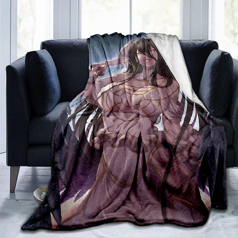Сексуальное аниме-одеяло для девочек Albedo Pin Up для девочек, красивое фланелевое теплое одеяло для взрослых, покрывало с 3D принтом, мужской диван-пещера, декор для кемпинга