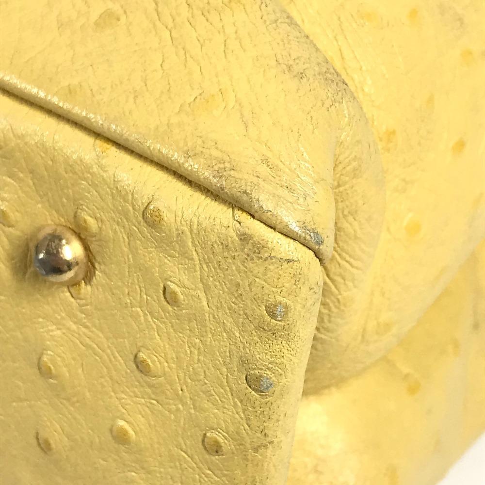 VERSACE vintage Sunburst logo Bag Tote Bag Shoulder Bag Embossed Leather yellow