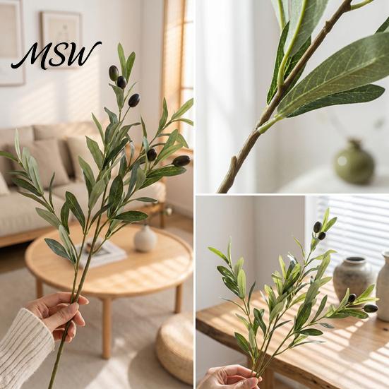 Lush Greenery for Farmhouse Style Faux Olive Branches Vase, Artificial Tree Branches, DIY Fake Wedding Party Background Plants, Realistic Stems,