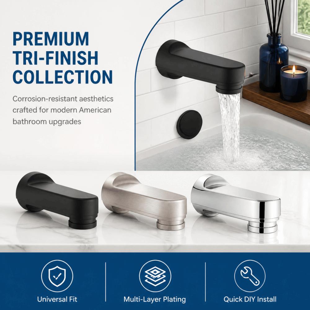 Pull‑Down Style Metal Bathtub Spout Solid Metal Bathtub Spout With Diverter Fixture Replacement