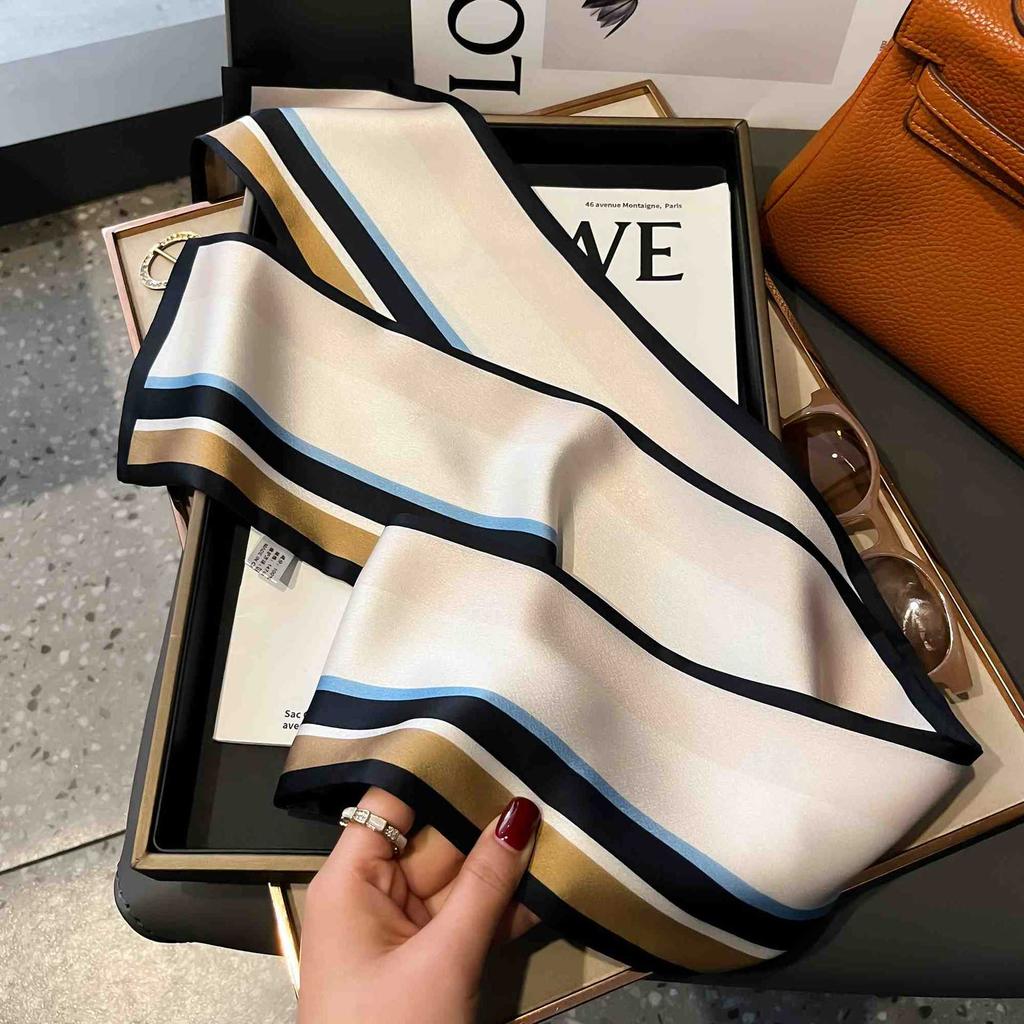 Silk scarf women's high-end sense, thin in winter, versatile in winter, suit, thin and narrow neck protection, scarf, new long and small scarf.