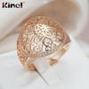 Kinel Hollow Flower Rose Gold Color Big Round Ring