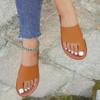 Женские кожаные тапочки 2024 Летние винтажные босоножки с открытым носком Повседневные туфли на плоской подошве Большого размера 43 Женская обувь Pantuflas De Mujer