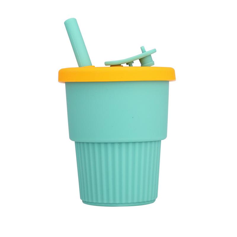 Outdoor Creative New Contrasting Color Silicone Straw Cup, Anti-fall Children's Drinking Cup, High-looking and Environmentally Friendly Water Cup