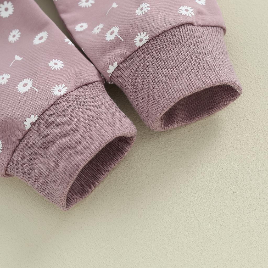 Наряд для маленьких девочек, толстовка с длинными рукавами и круглым вырезом с цветочным принтом, спортивные штаны, повязка на голову, осенний наряд