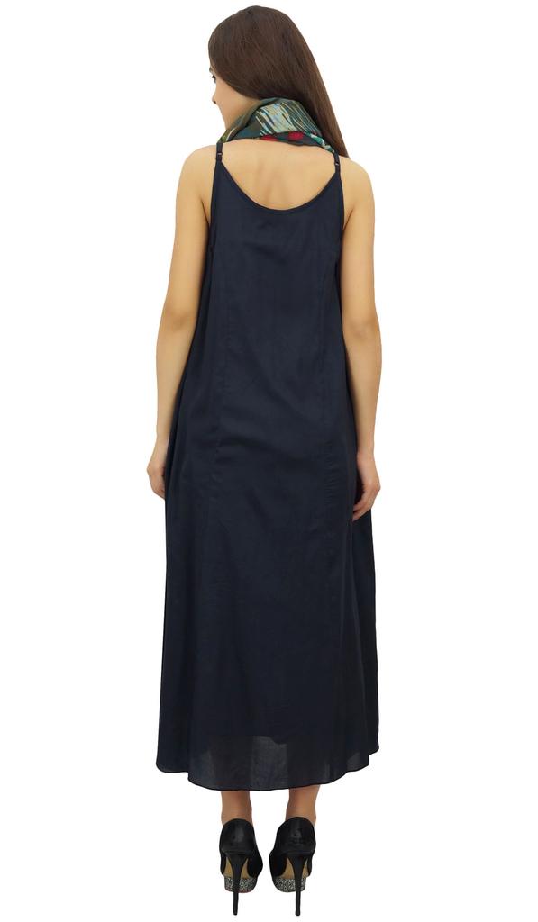 Bimba Женское дизайнерское темно-синее платье с цветочным принтом и шарфом, летняя одежда -