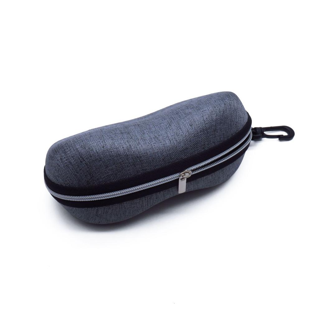 Peanut Shape Linen EVA Hard Eyeglass Case Impact Resistant Portable Sunglasses Storage With Carabiner Hook For Most Eyeglasses