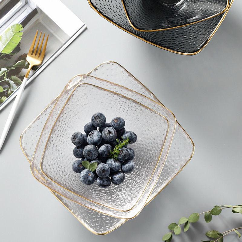 Квадратная салатница большой емкости, посуда, стеклянная салатница, миска для фруктов, миска для супа, миска для десерта, практичная кухонная утварь