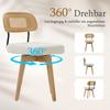 Set of 2 360 degrees Swivel Chairs, Kitchen Chairs in Mid-Century Modern Style, with Braided Backrest and Padded Seat (Beige, Chenille)