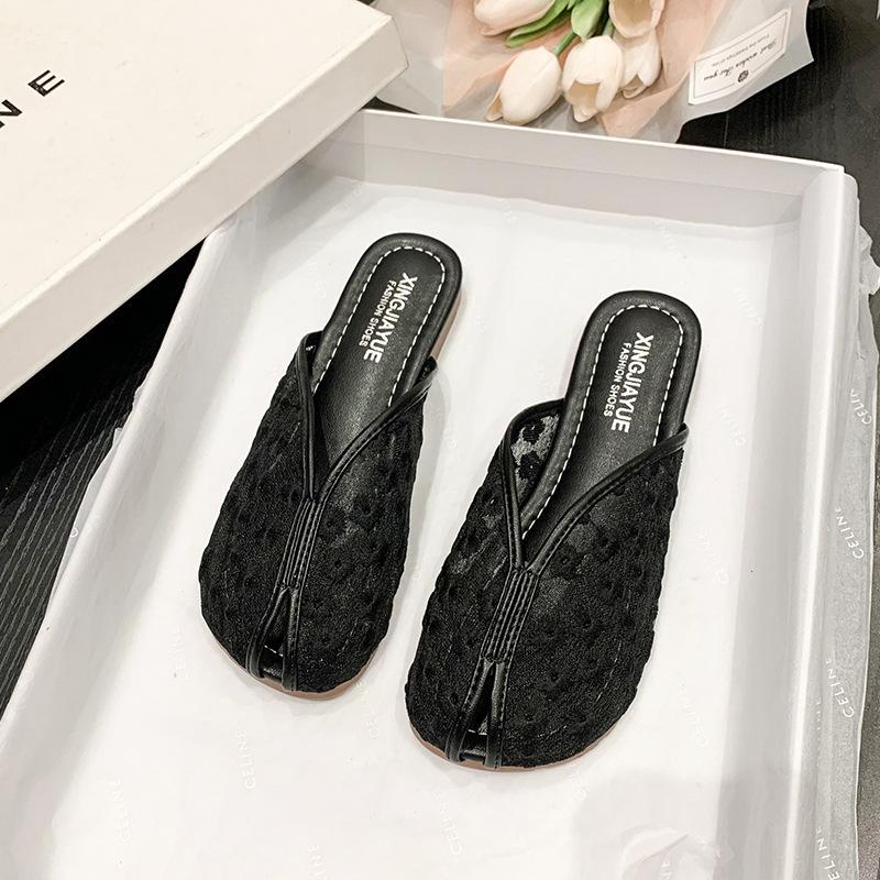 Летняя новая обувь на мягкой подошве, повседневные полушлепанцы, ленивые, с юбкой, сандалии, сетчатая дышащая обувь, шлепанцы с закрытым носком для женщин