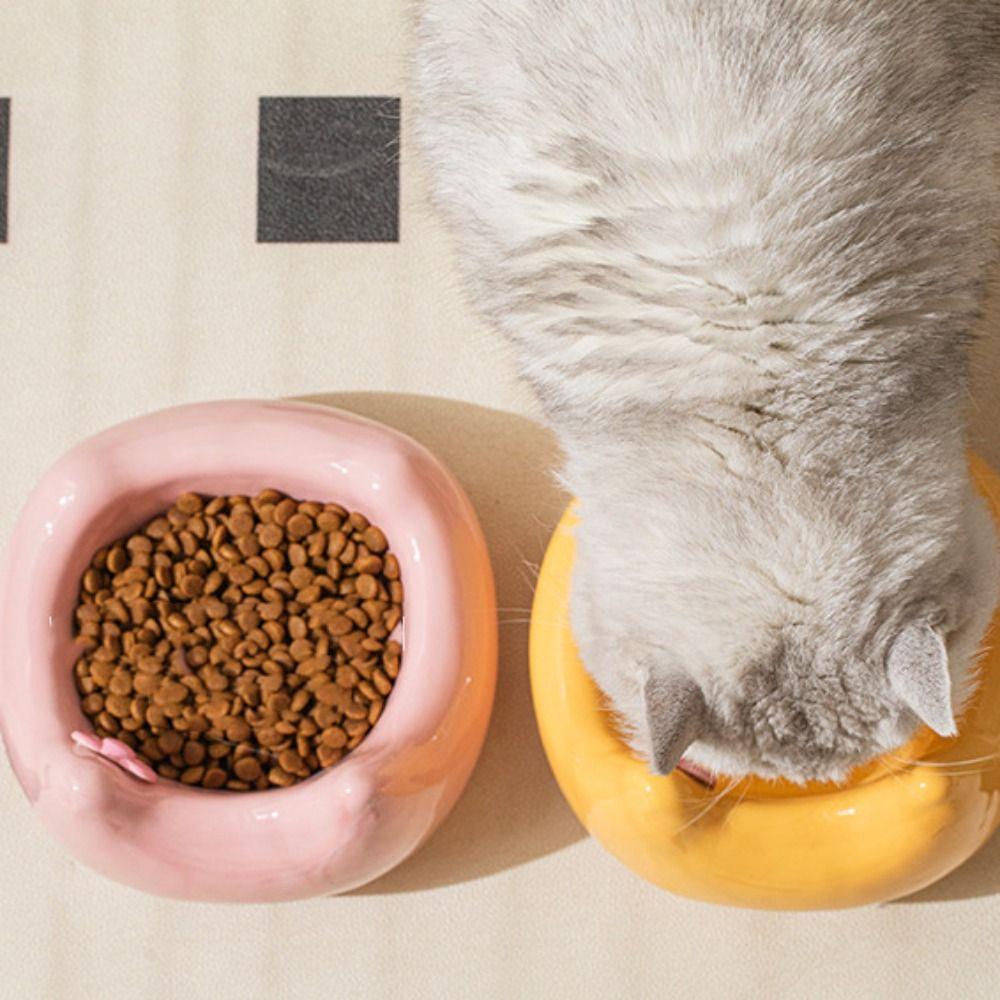 Керамическая миска для кошки Милая миска для питья питомца Кормушка Диспенсер для еды Миска для кормления собаки Защита шеи