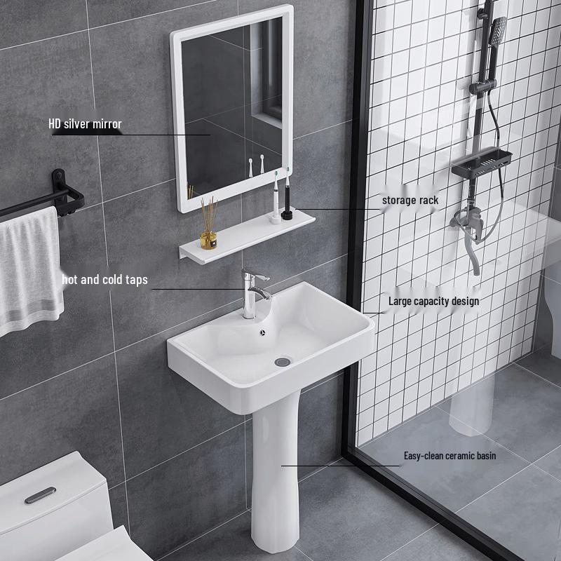 MINXI Floor-Standing Integrated Ceramic Wash Basin