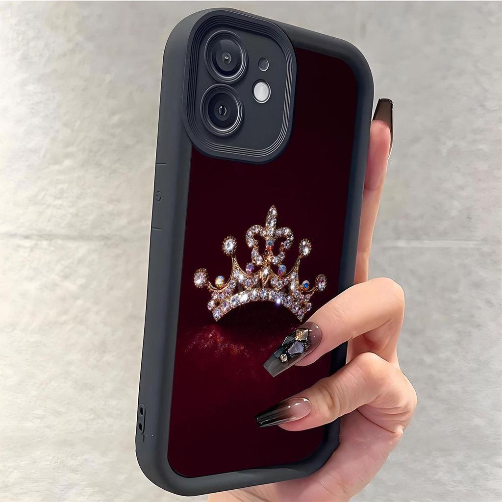 Красный чехол-книжка с золотой короной и канавкой для iPhone 14/15/16/17 Pro Max
