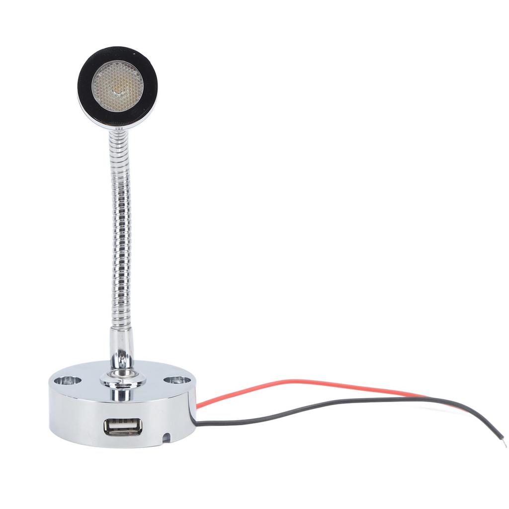 Светодиодный светильник для чтения в автодоме, хромированный, комнатный, прикроватный, для лодки, яхты, USB, 3 регулируемых цвета света, сенсорный светильник D