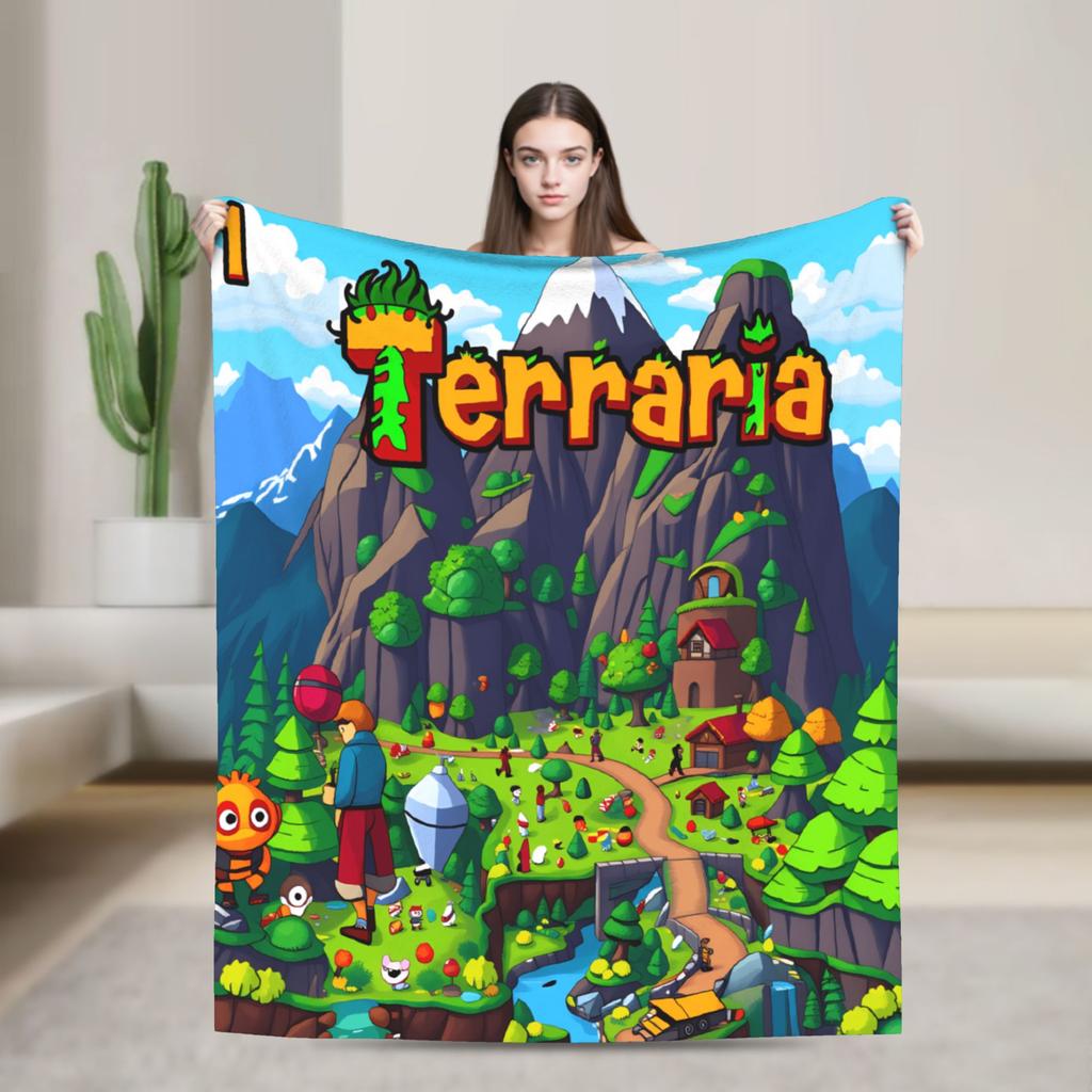 Terraria Game Factorio The factory must grow Blanket Super Warm Plush Throw Blanket For Couch Chair Flannel Bedspread Bed Cover