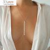 Kpop Simple Chest Bra Chain Waist Belly Necklace Choker Sexy Rhinestone Multilayer Body Chain Stainless Steel Jewelry For Women