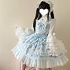 Victorian Sweet Lolita Jsk Dress Women Kawaii Cute Lace Ruffles Flower Wedding Bow Dress Japanese Vintage Elegant Princess Dress