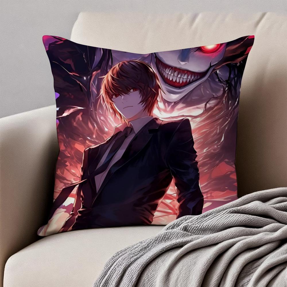 Smart Japanese Anime DDeath Note Cushion Cover Pillowcase Antidustmite Invisible Zipper Short Plush Sofa Cushion