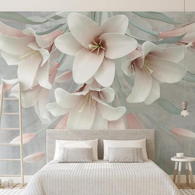 3D Flowers Open Large Stickers Wall Mural , Removable Wall Mural | Self-Adhesive Wallpaper 3D Mural for Children's Room Dining Bedroom Wall Decoration