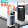 QGeeM Солнечная батарея 40000 мАч, уличный мобильный источник питания большой емкости с собственной портативной зарядной станцией, светодиодная лампа для кемпинга