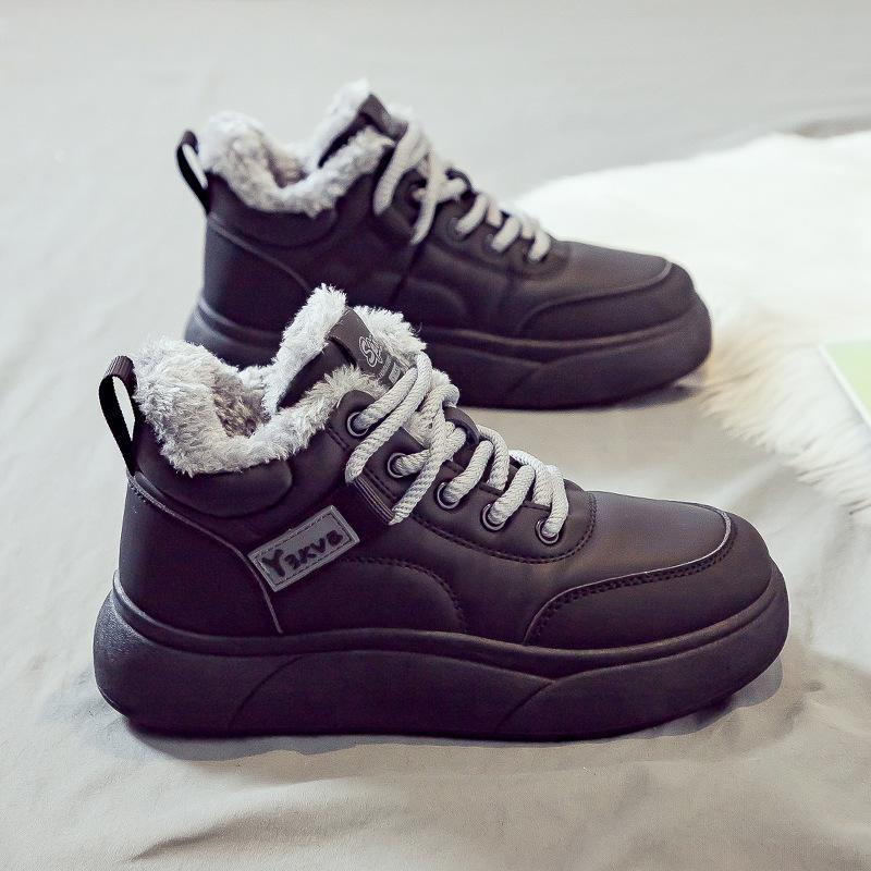Зимние бархатные утепленные теплые сноубутсы женские универсальные новые на толстой подошве хлопковые ботинки большие хлопковые женские туфли зимние хлопковые туфли