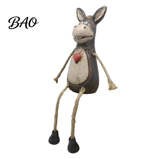 Creative Resin Art for Home Rustic Donkey Shelf Sitter Figurine, Hanging Leg Farm Animal Statue, Collectible Figurines Gifts Whimsical Country