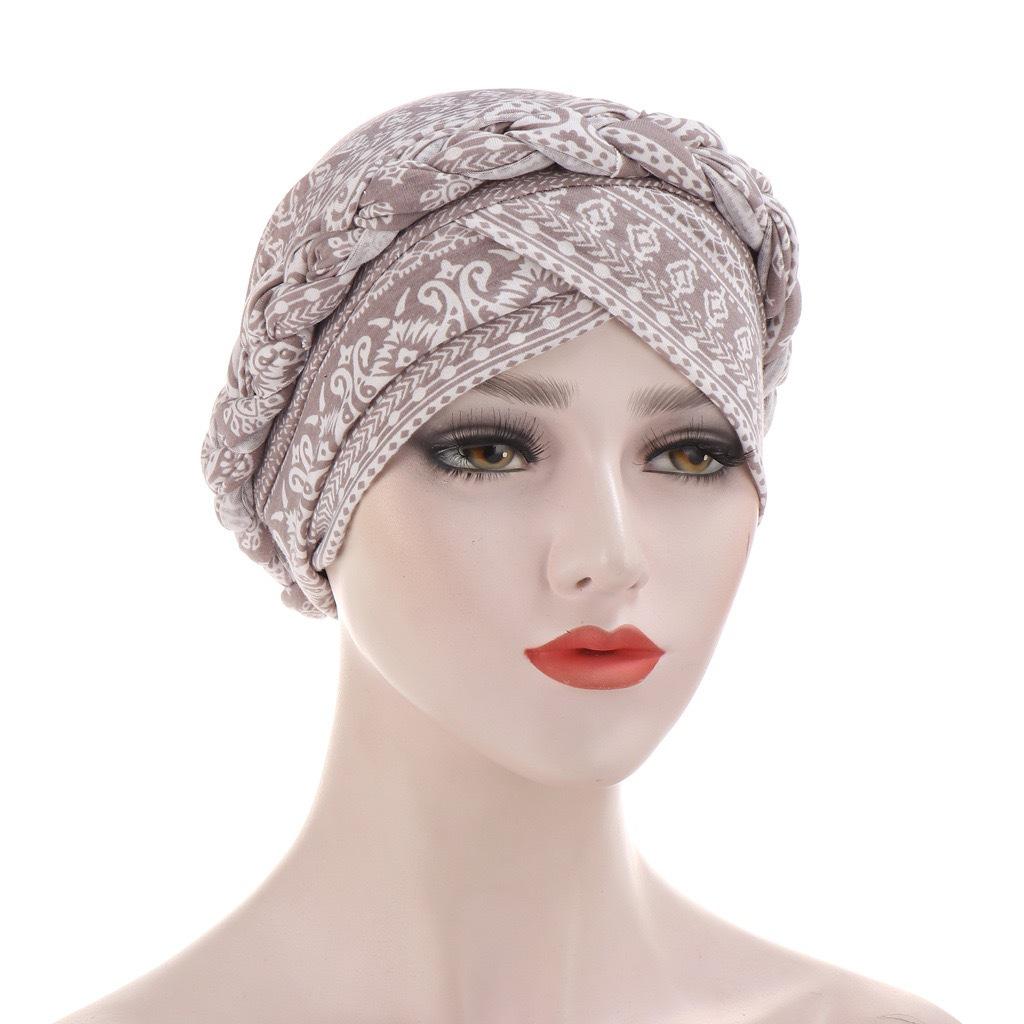 Elastic Women Tie Dye Braid Turban Hat Hijab Hair Scarf Headwear