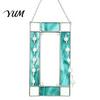 Portable Hanging Photo Holder Acrylic Frame Light Catcher, Retro Stained Glass Style for Polaroid Display with Chain, Transparent Decorative Ornament