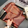 [Wholesale] Retro checkerboard silk silk scarf, small long mulberry silk scarf, women's versatile spring, autumn and winter thin scarf