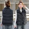 Autumn and winter new down cotton vest women's short fashion design sense warm stand-up collar vest cotton vest