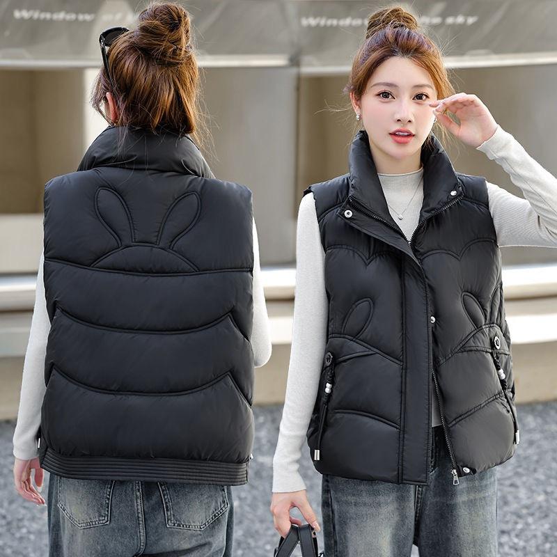 Autumn and winter new down cotton vest women's short fashion design sense warm stand-up collar vest cotton vest