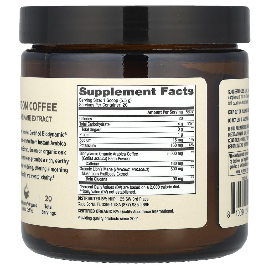 Dr. Mercola Organic Mushroom Coffee, with Reishi Mushroom Extract, Instant, 110G(3.88Oz)