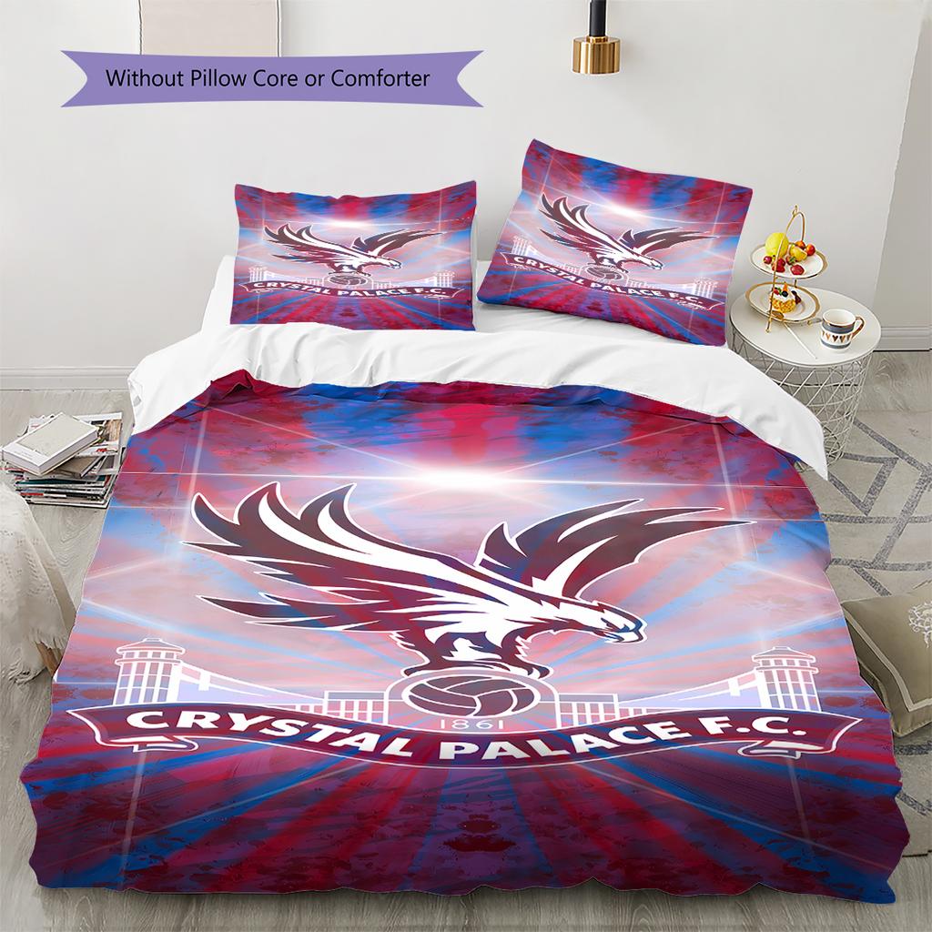 Crystal Palace Football Club Pattern Bedding,Quilt Set Quilt Cover Pillowcase Home Birthday Gift (1 * duvet cover + 2 * pillowcase, without core)