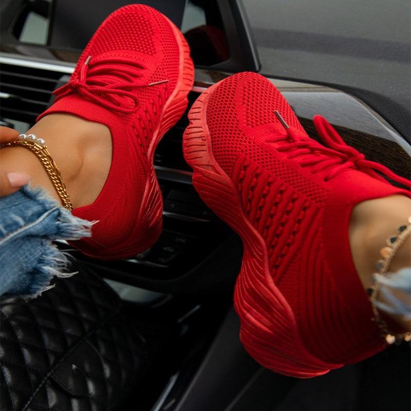 Новая спортивная обувь большого размера для женщин, новые кроссовки на толстой подошве на шнуровке спереди