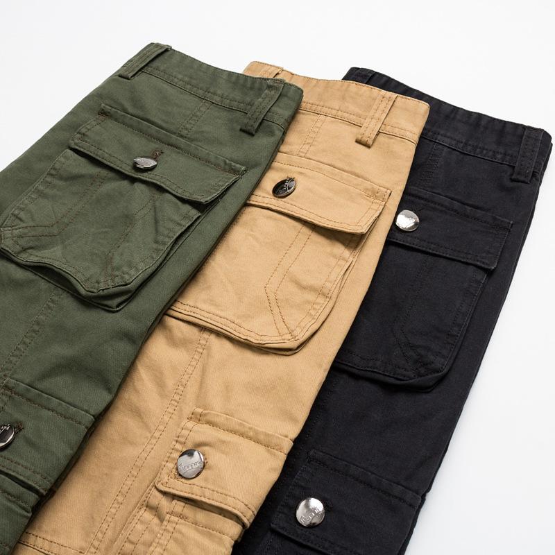 Высококачественные повседневные брюки для мужчин, свободные брюки-карго с несколькими карманами, модные черные брюки для работы
