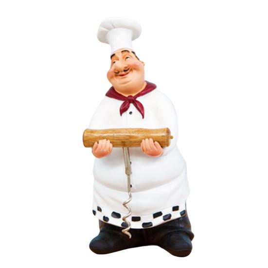 Moisture-proof Kitchen Ornament Chef Figurine, Resin Countertop Table Decoration, Funny Statue with Solid Figurine Seasoning Bottle/Bottle Opener