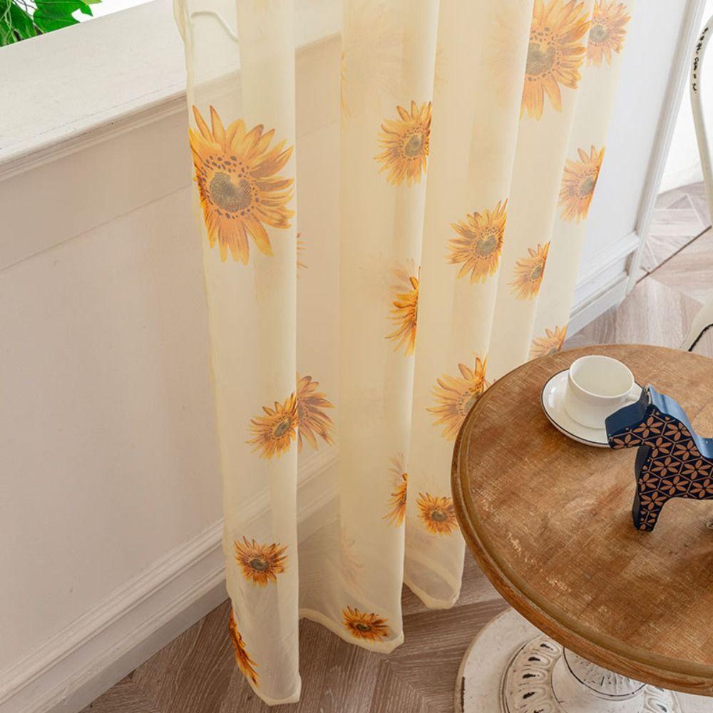 Романтичные полупрозрачные занавески из марли для окон Современные тюлевые занавески с подсолнухами Спальня