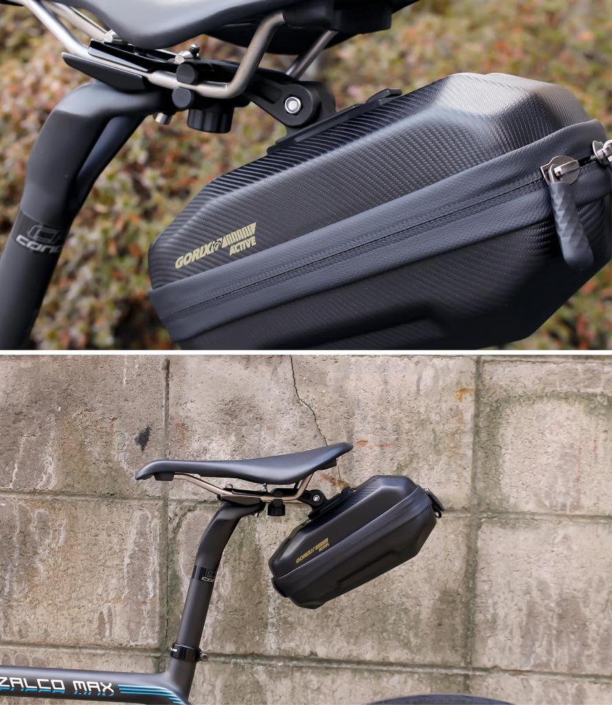 GORIX Водонепроницаемая подседельная сумка для шоссейных велосипедов, Компактная жесткая оболочка, Велосипедная сумка, Отделение для смартфона, Задняя сумка, Кросс-байк (Активный S7)
