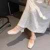 French Pearl Mary Jane Shoes Square Head High Heels Women's 2025 Summer New Thick Heel Light Mouth Single Shoes Bag Head Sandals